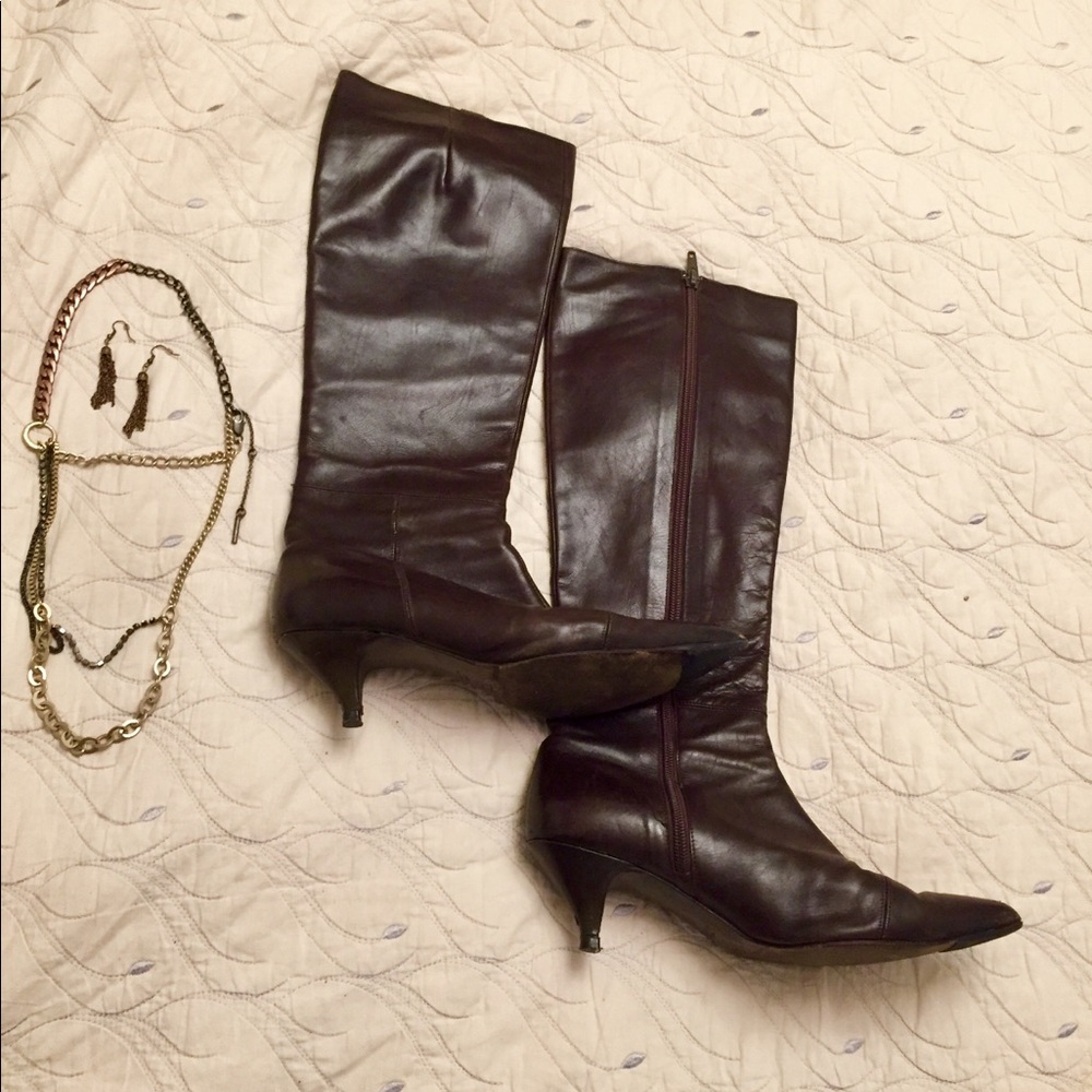 VGUC Vintage 90’s 37 US 6.5 Vintage Brown Italian Leather Boots